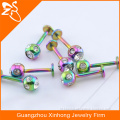 rainbow anodized plated crystal lip piercing jewelry